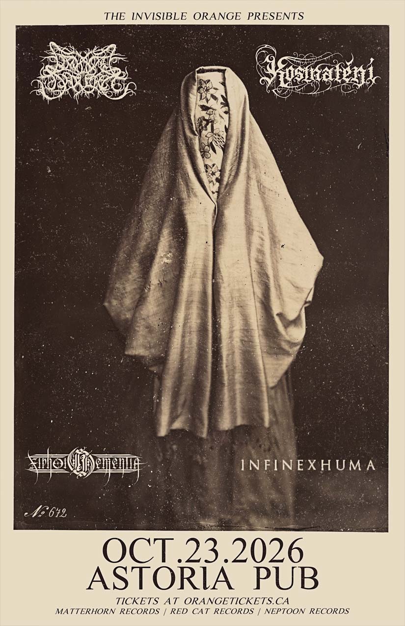 Vancouver show flyer for Kostnateni, Liminal Shroud, Xiphoid Dementia, and Infinexhuma